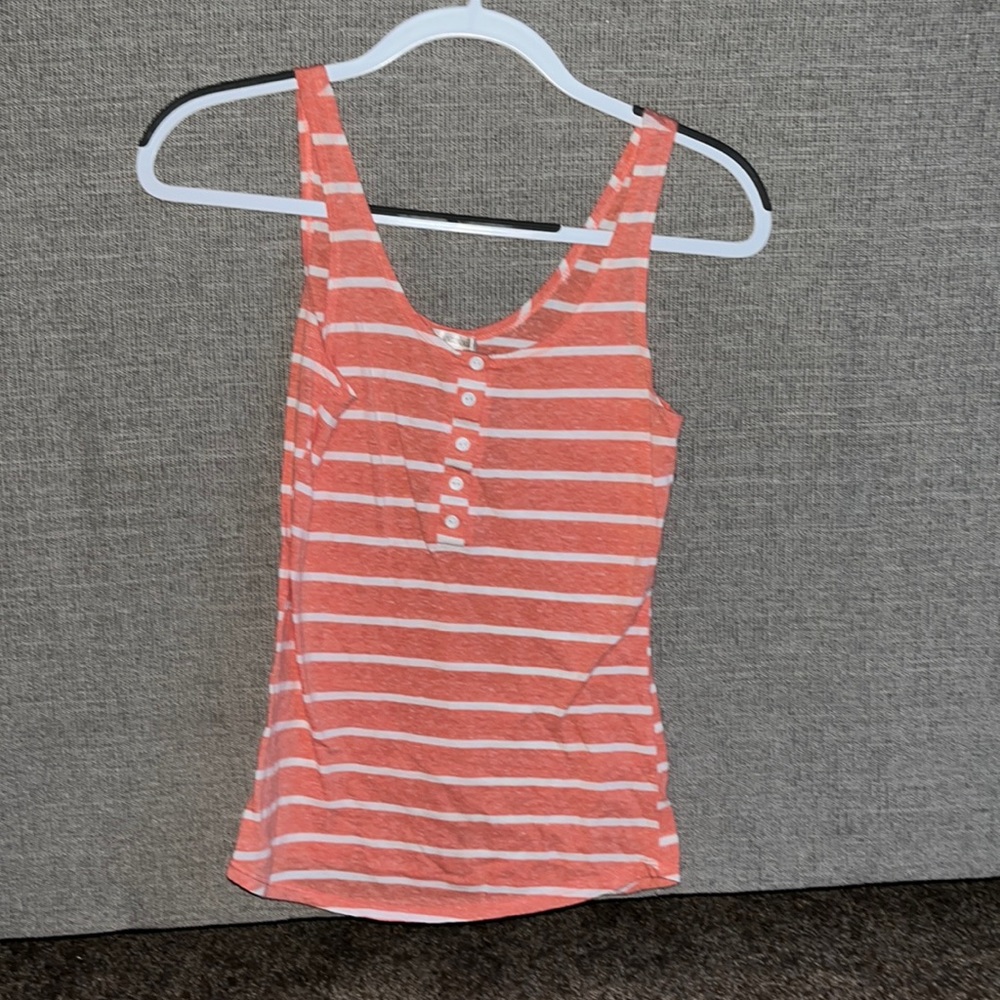 Coral and White stripe tank Small